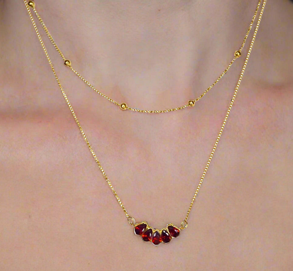 Natural Garnet Layered Necklace