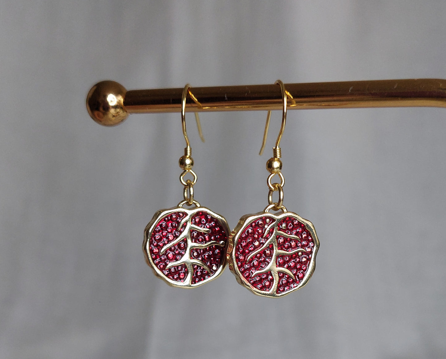 Handmade Pomegranate-shaped pendant and delicate matching earrings