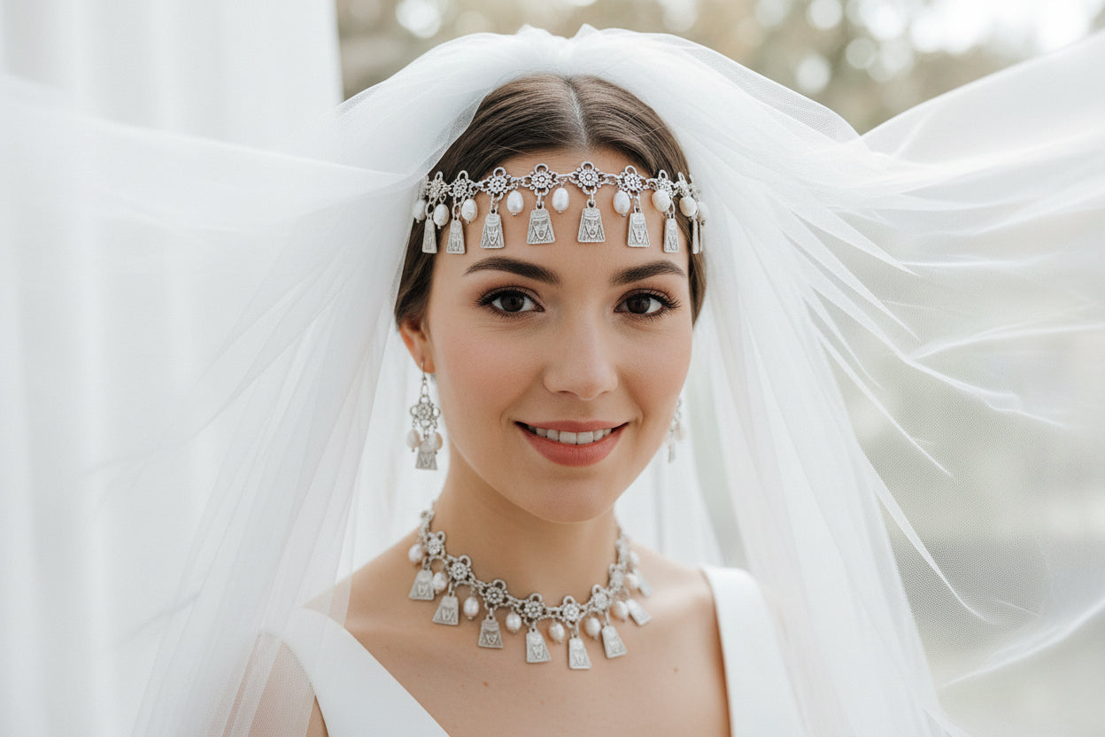 Armenian traditional jewelry for wedding with natural pearls