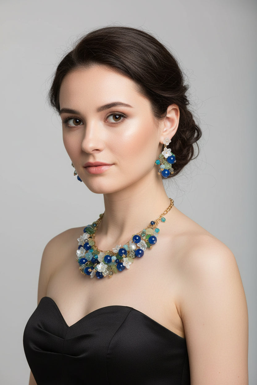 Handmade  blueberry jewelry with hypoallergenic gold plated stainless steel hardware and resin glass beads (Copy)