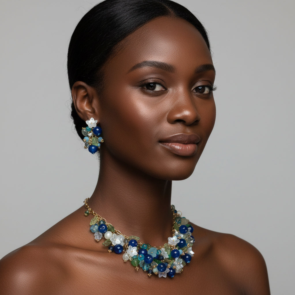 Handmade  blueberry jewelry with hypoallergenic gold plated stainless steel hardware and resin glass beads (Copy)