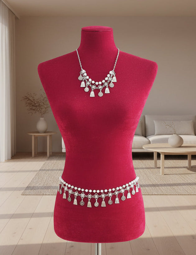 Armenian traditional headpiece with necklace and belt for wedding