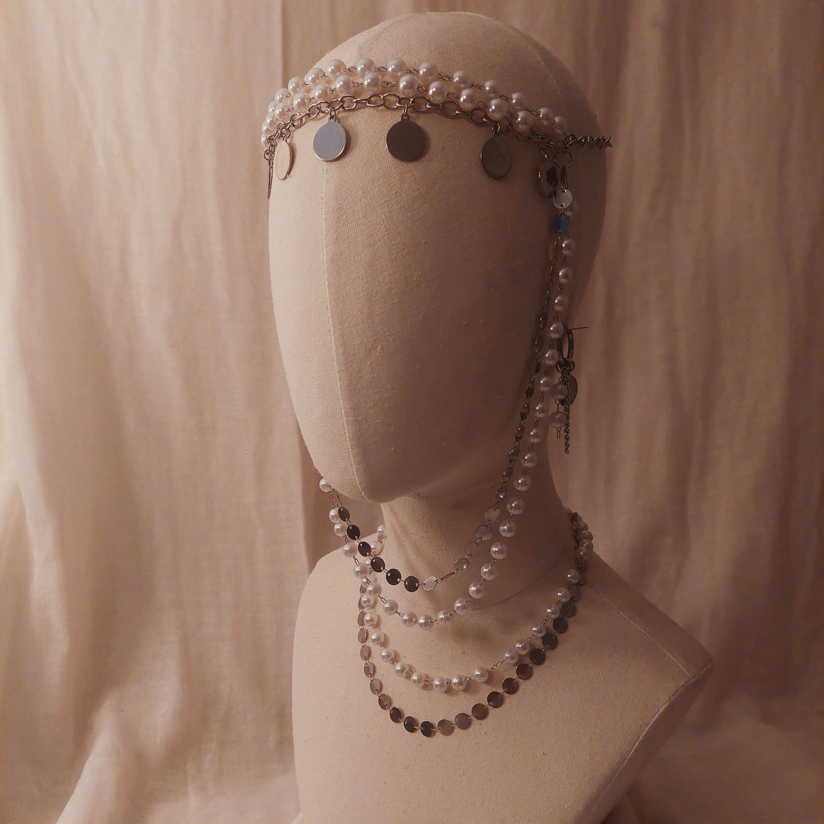 Armenian traditional layered headpiece with earrings and necklace  for wedding