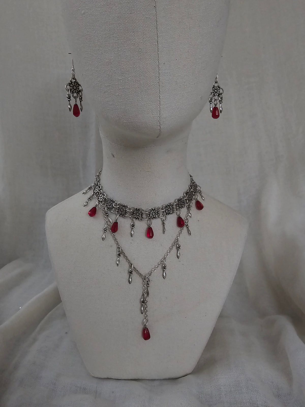 Armenian traditional necklace with glass pomegranate seeds
