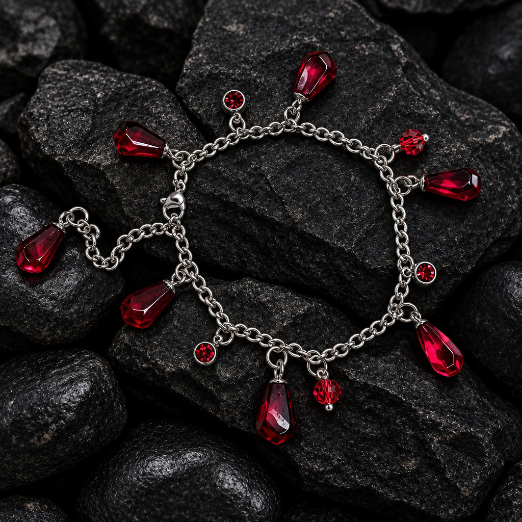 18K gold plated handmade stainless still pomegranate bracelet  with resin  beads