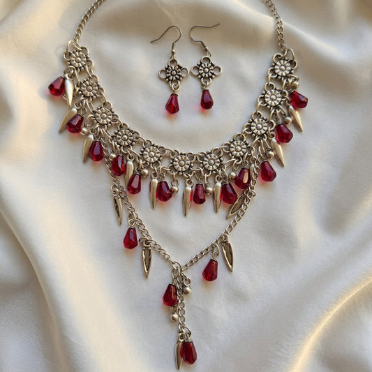 Armenian traditional necklace with Resin  Pomegranate seeds