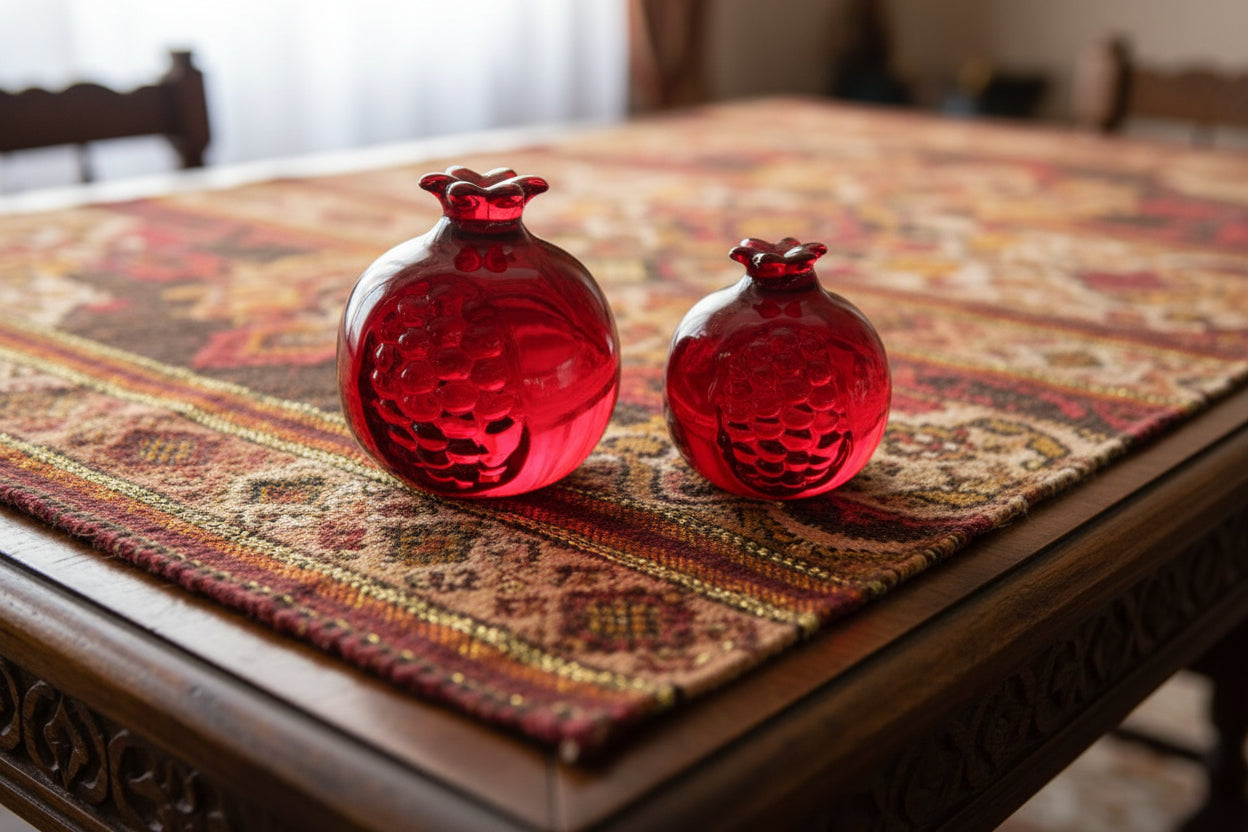 Set of two Crystal  pomegranates for home decoration