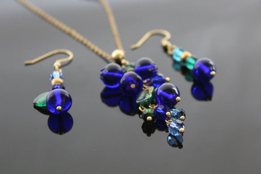 Glass blueberry jewelry set