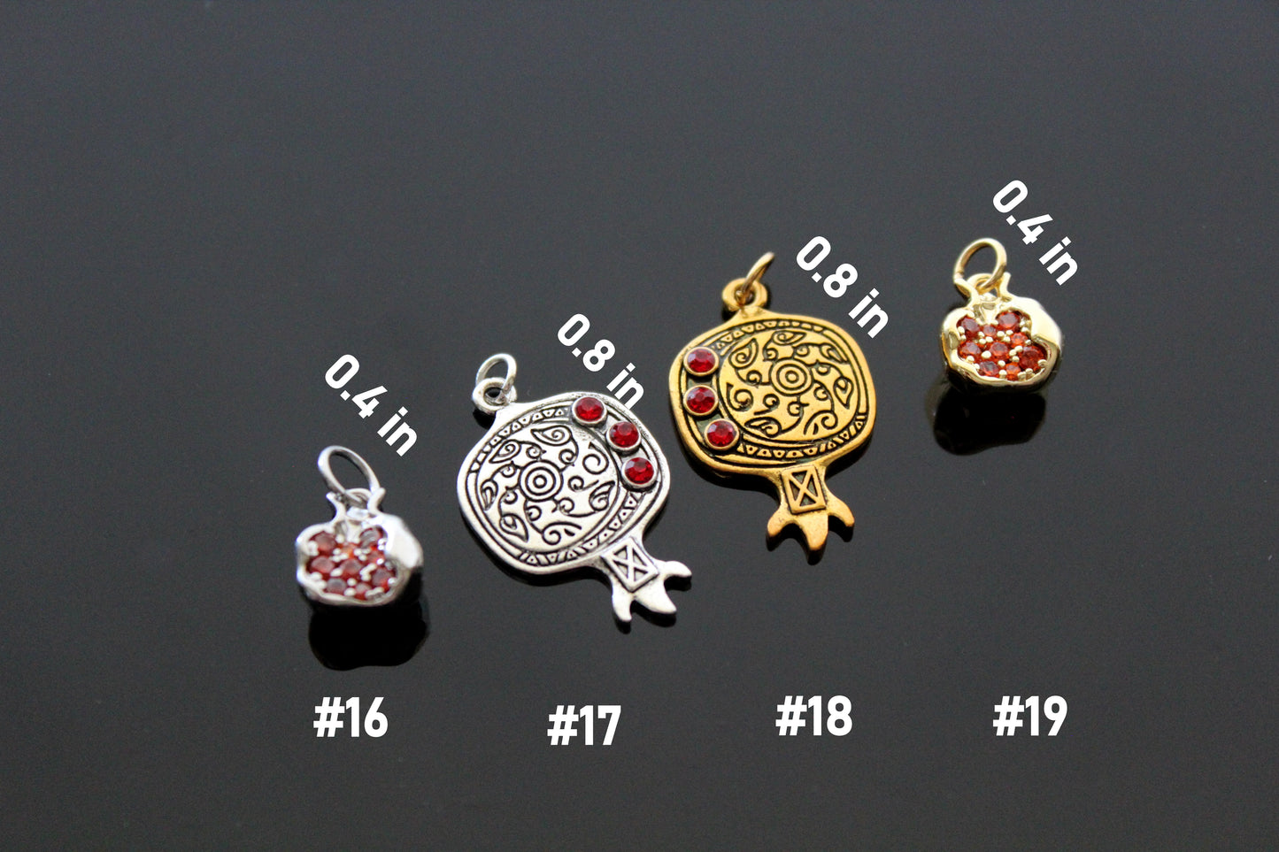 Pomegranate charms for jewelry making