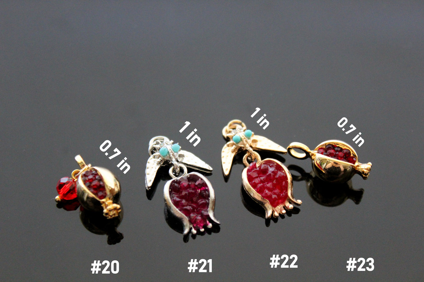 Pomegranate charms for jewelry making