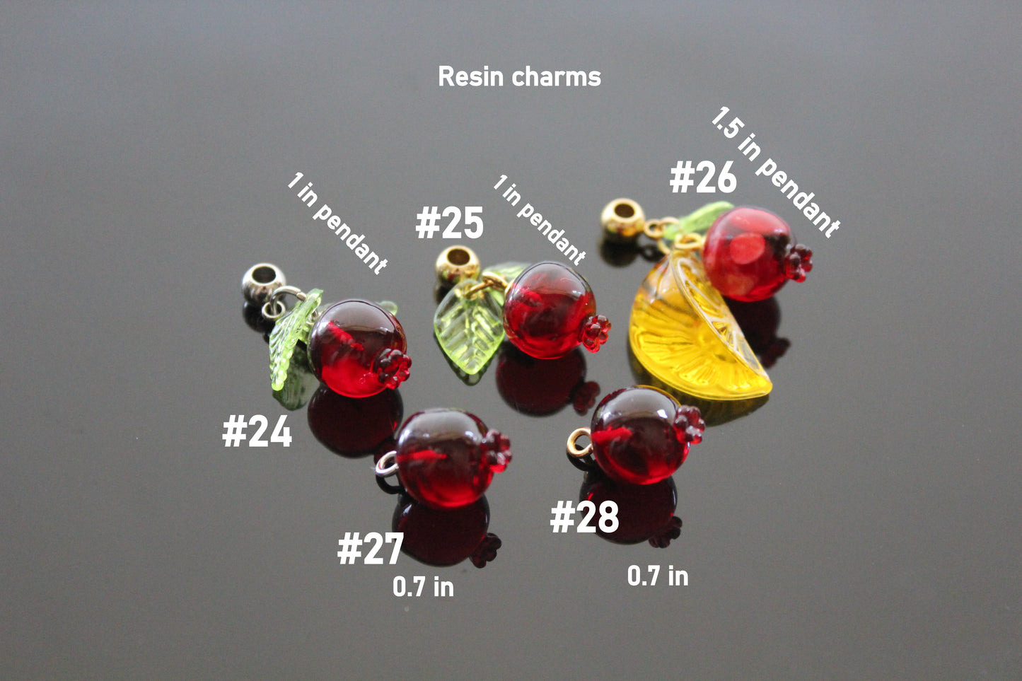 Pomegranate charms for jewelry making