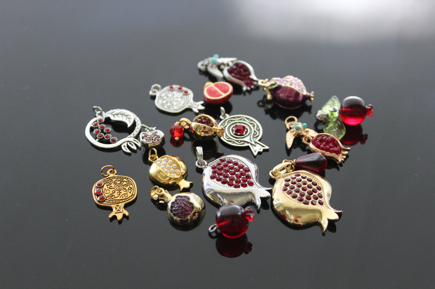 Pomegranate charms for jewelry making