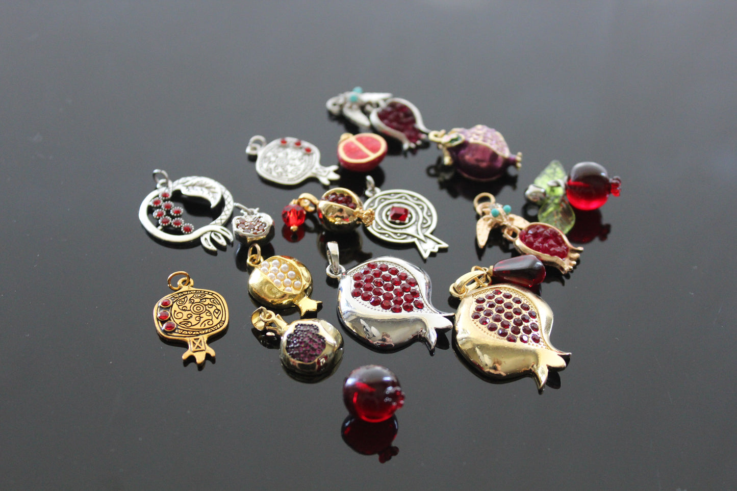 Pomegranate charms for jewelry making