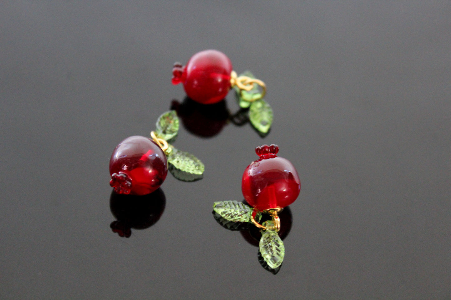Bulk Dark red resin pomegranate charms for jewelry making