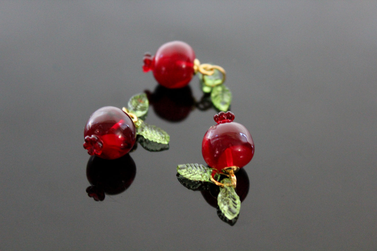 Bulk Dark red resin pomegranate charms for jewelry making