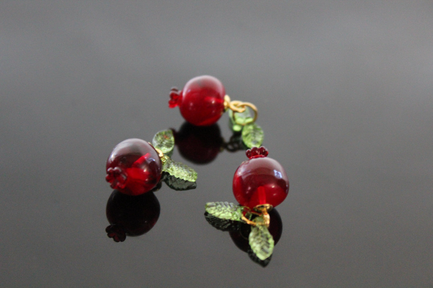 Bulk Dark red resin pomegranate charms for jewelry making