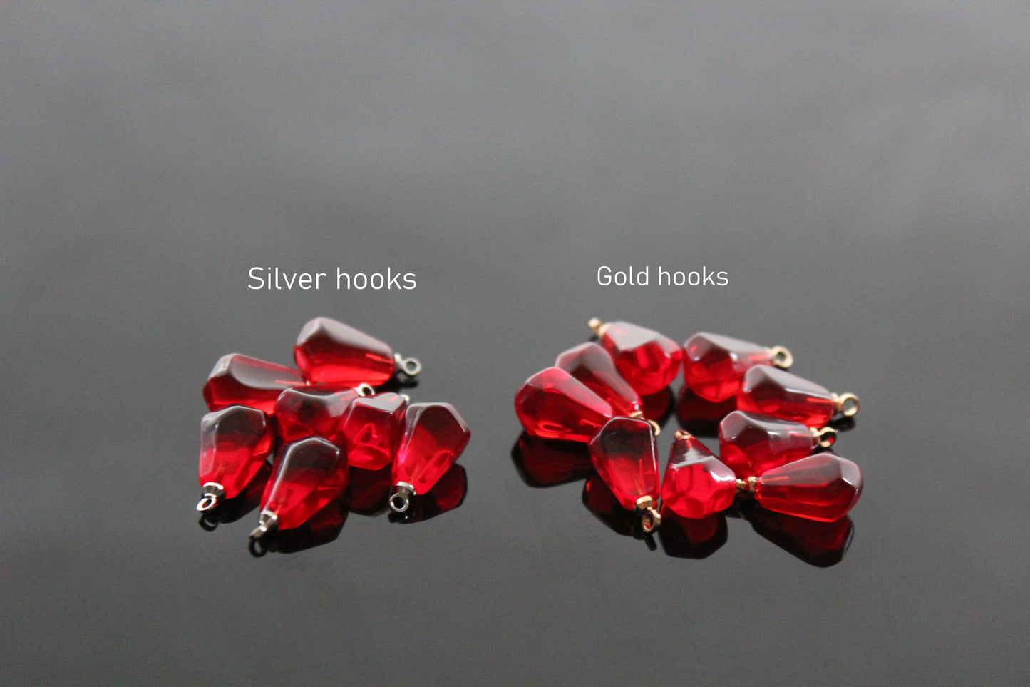 Bulk transparent red resin pomegranate seeds charms for jewelry making