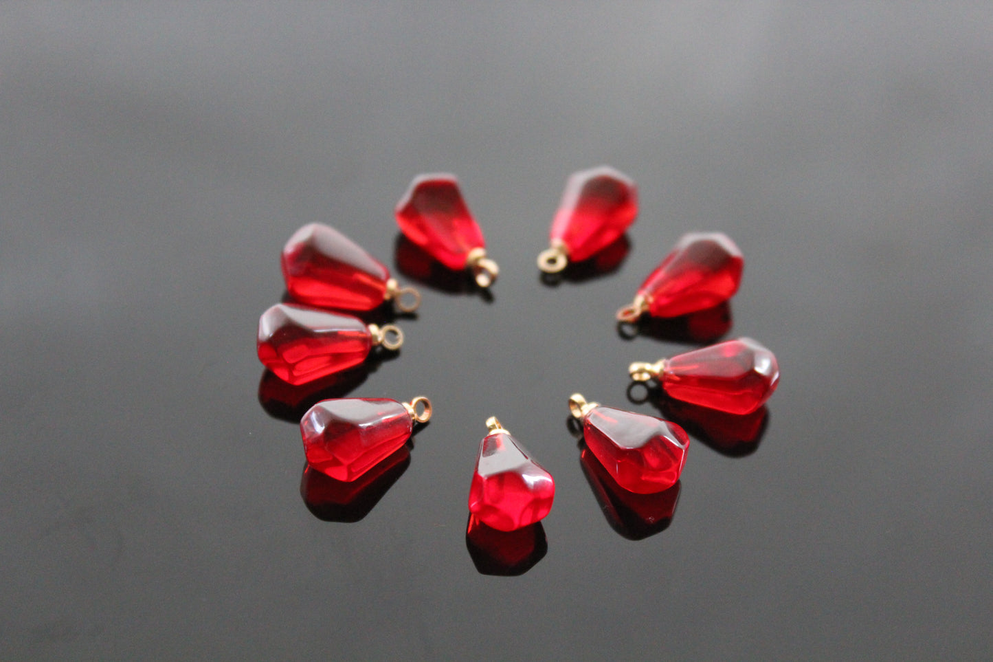 Bulk transparent red resin pomegranate seeds charms for jewelry making