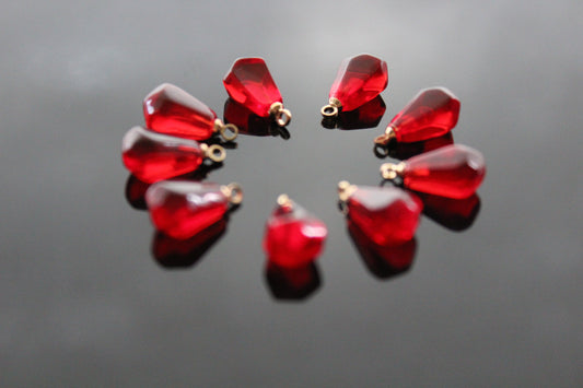 Bulk gold hook transparent red resin pomegranate seeds charms for jewelry making