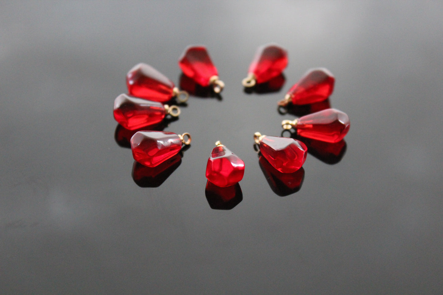 Bulk transparent red resin pomegranate seeds charms for jewelry making