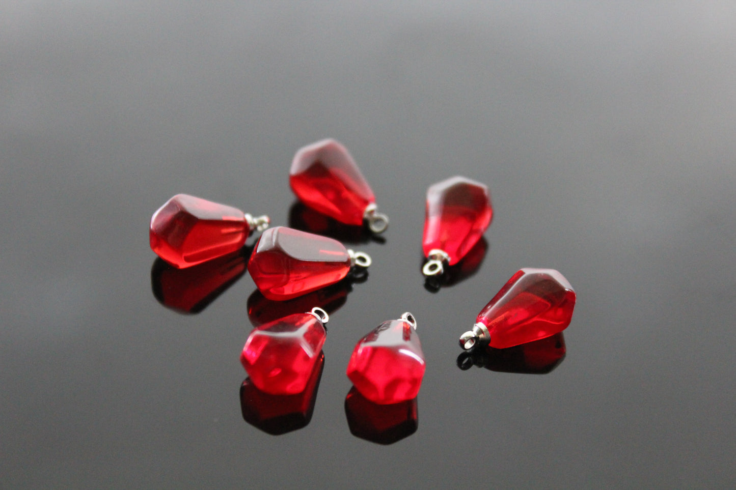 Bulk transparent red resin pomegranate seeds charms for jewelry making