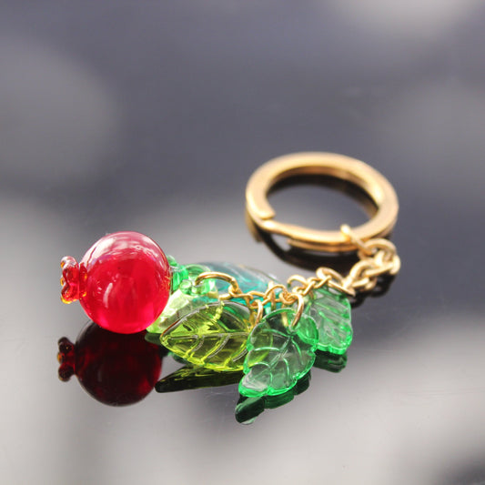 14K gold plated stainless steel Pomegranate keychain non tarnish