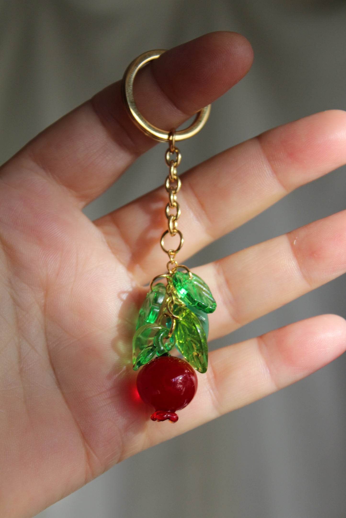14K gold plated stainless steel Pomegranate keychain non tarnish