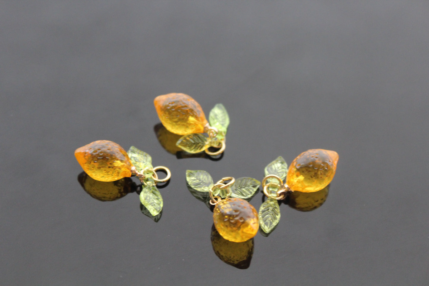 Bulk Resin Lemon charms for jewelry making , Ready to make jewelry findings