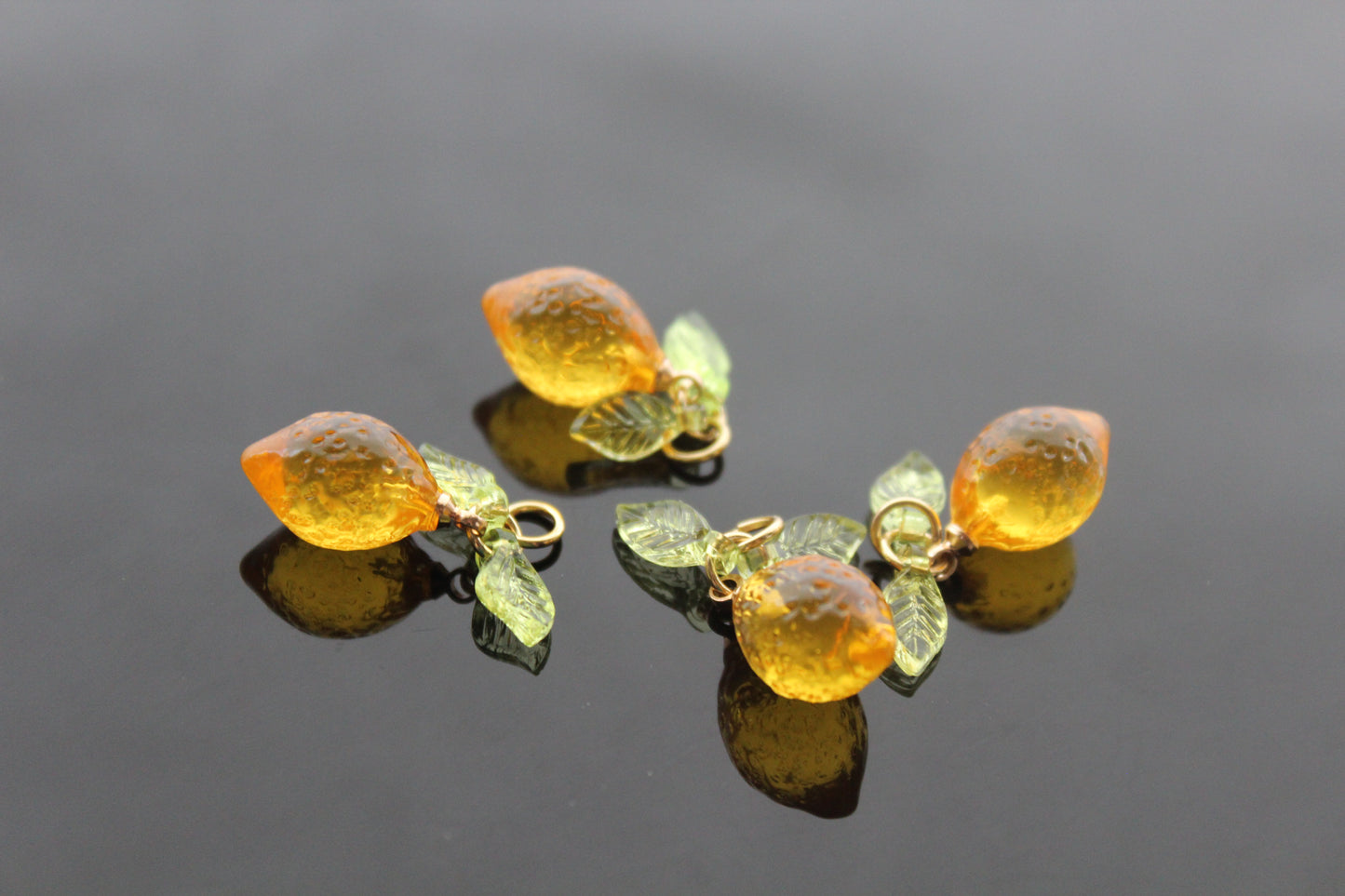 Bulk Resin Lemon charms for jewelry making , Ready to make jewelry findings