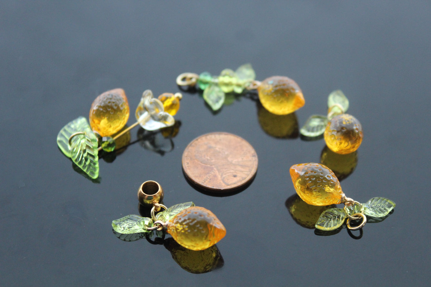 Bulk Resin Lemon charms for jewelry making , Ready to make jewelry findings