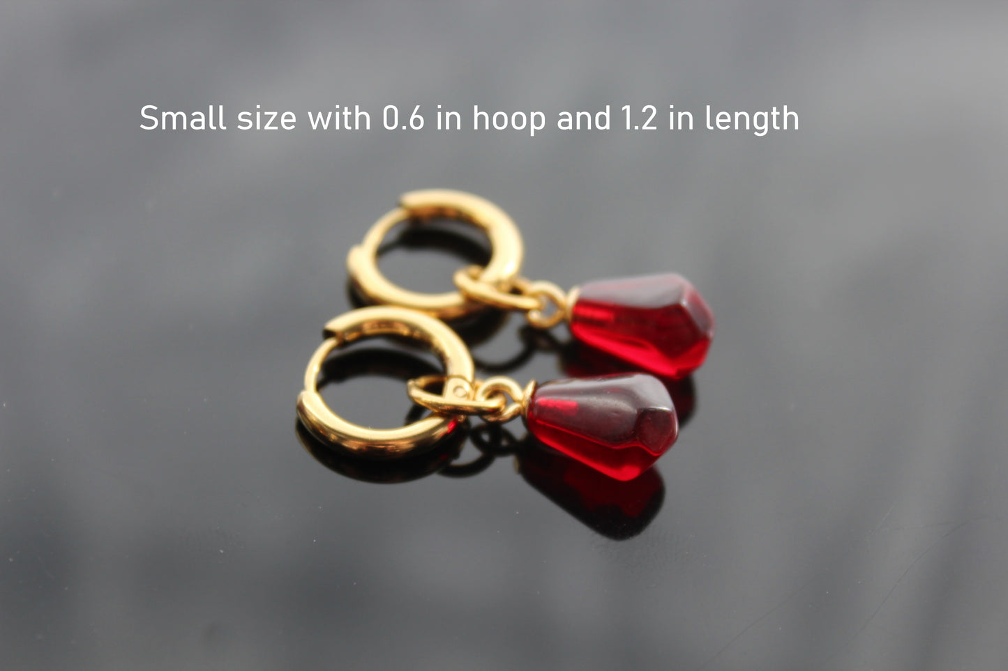 Pomegranate seeds hoop earrings and necklace  gold plated stainless  steel hypoallergenic jewelry