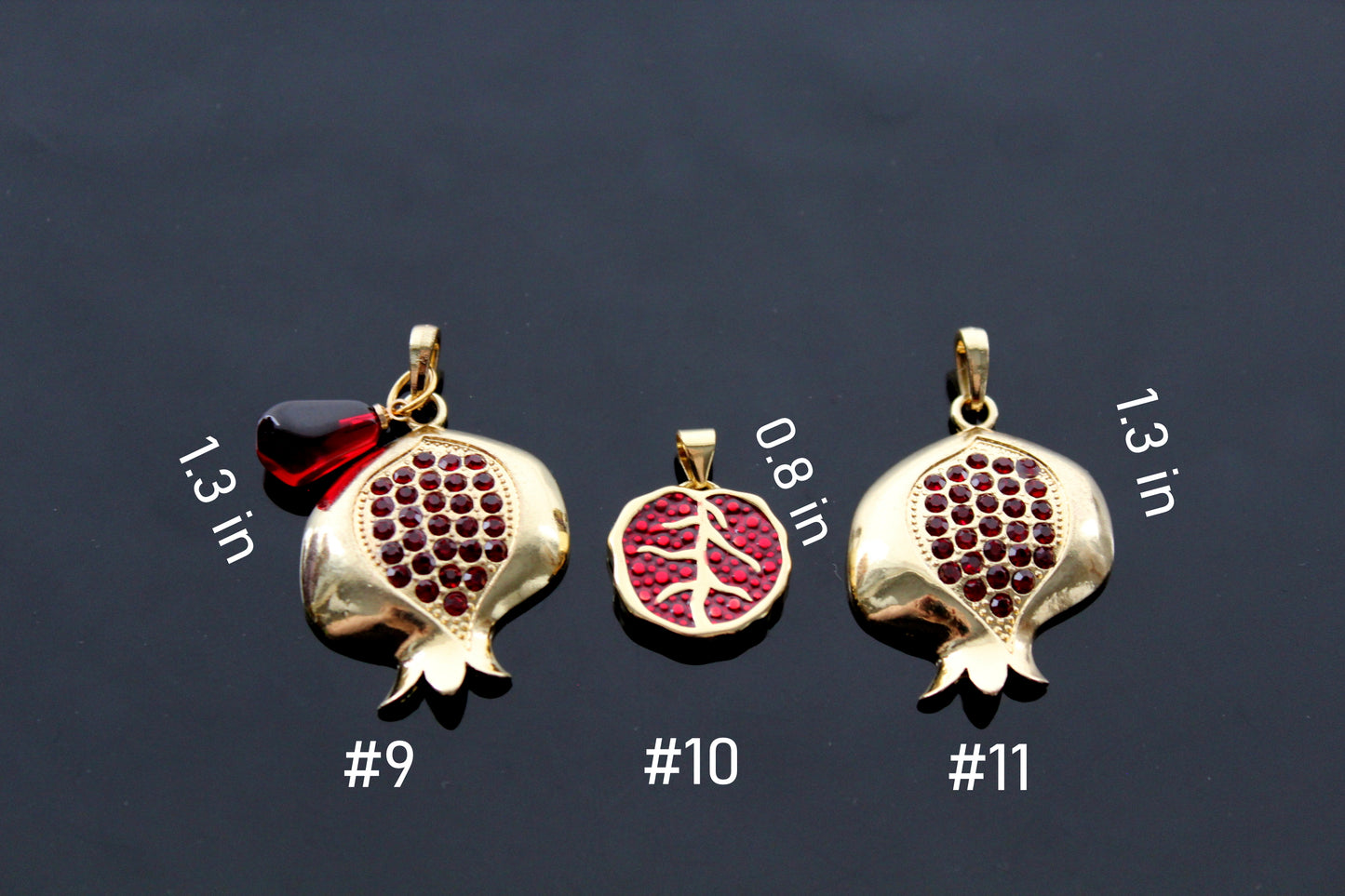 Pomegranate charms for jewelry making