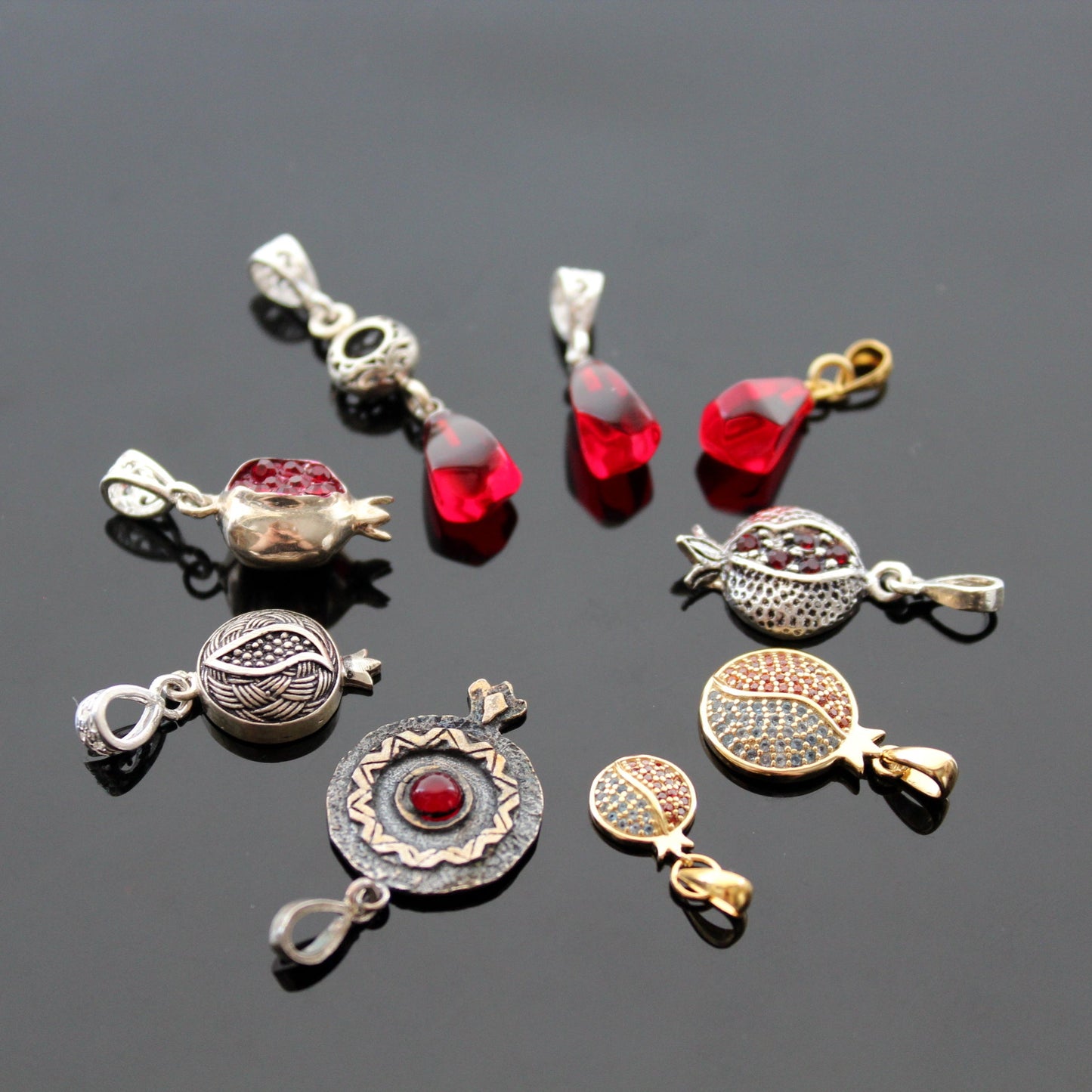 925 Serling silver pomegranate pendant findings for jewelry making