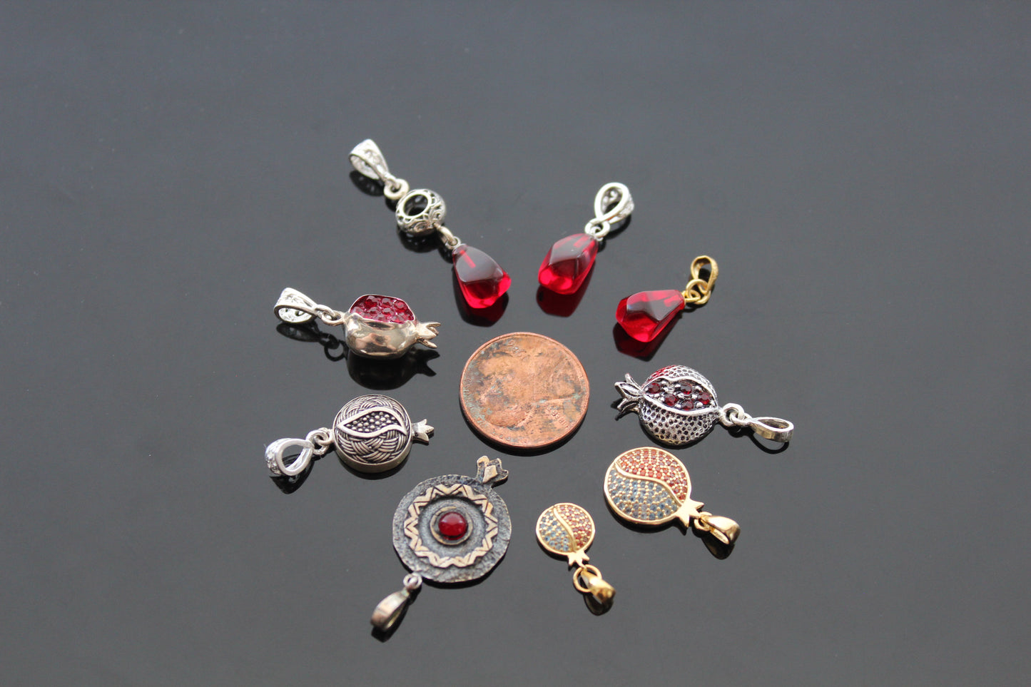 925 Serling silver pomegranate pendant findings for jewelry making