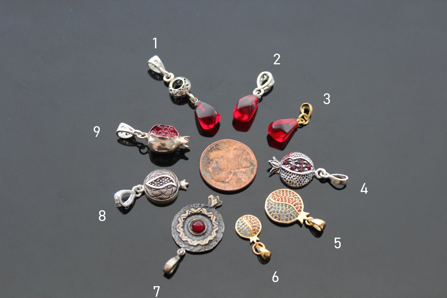 925 Serling silver pomegranate pendant findings for jewelry making