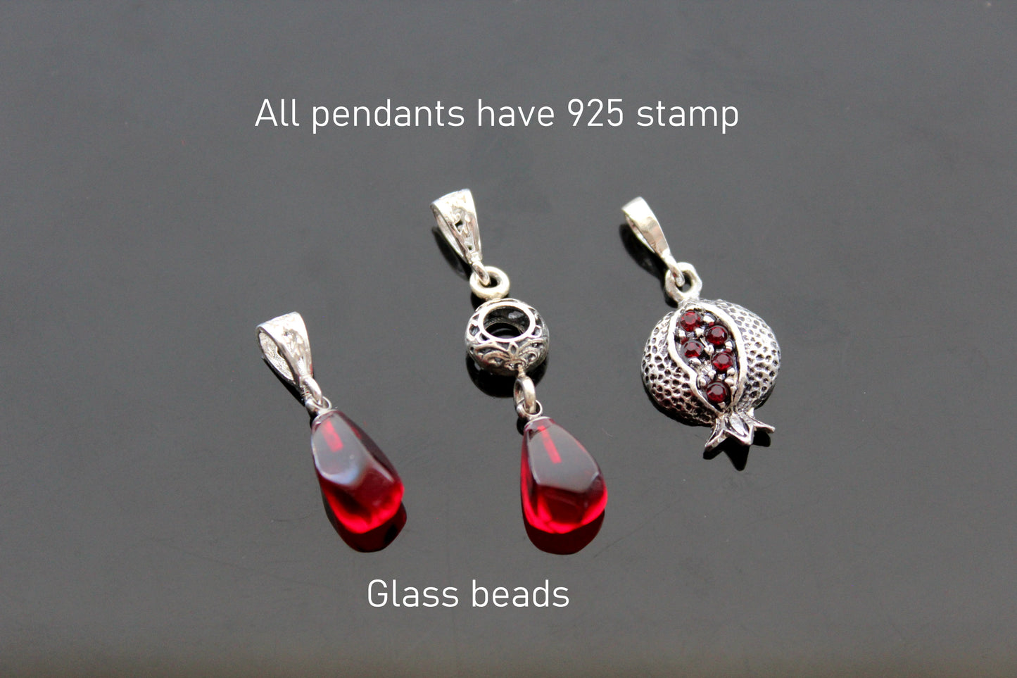 925 Serling silver pomegranate pendant findings for jewelry making