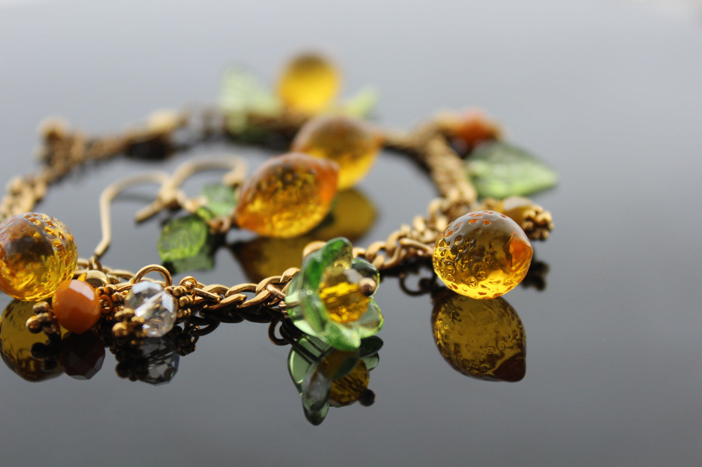 Hand made lemon bracelet with earrings