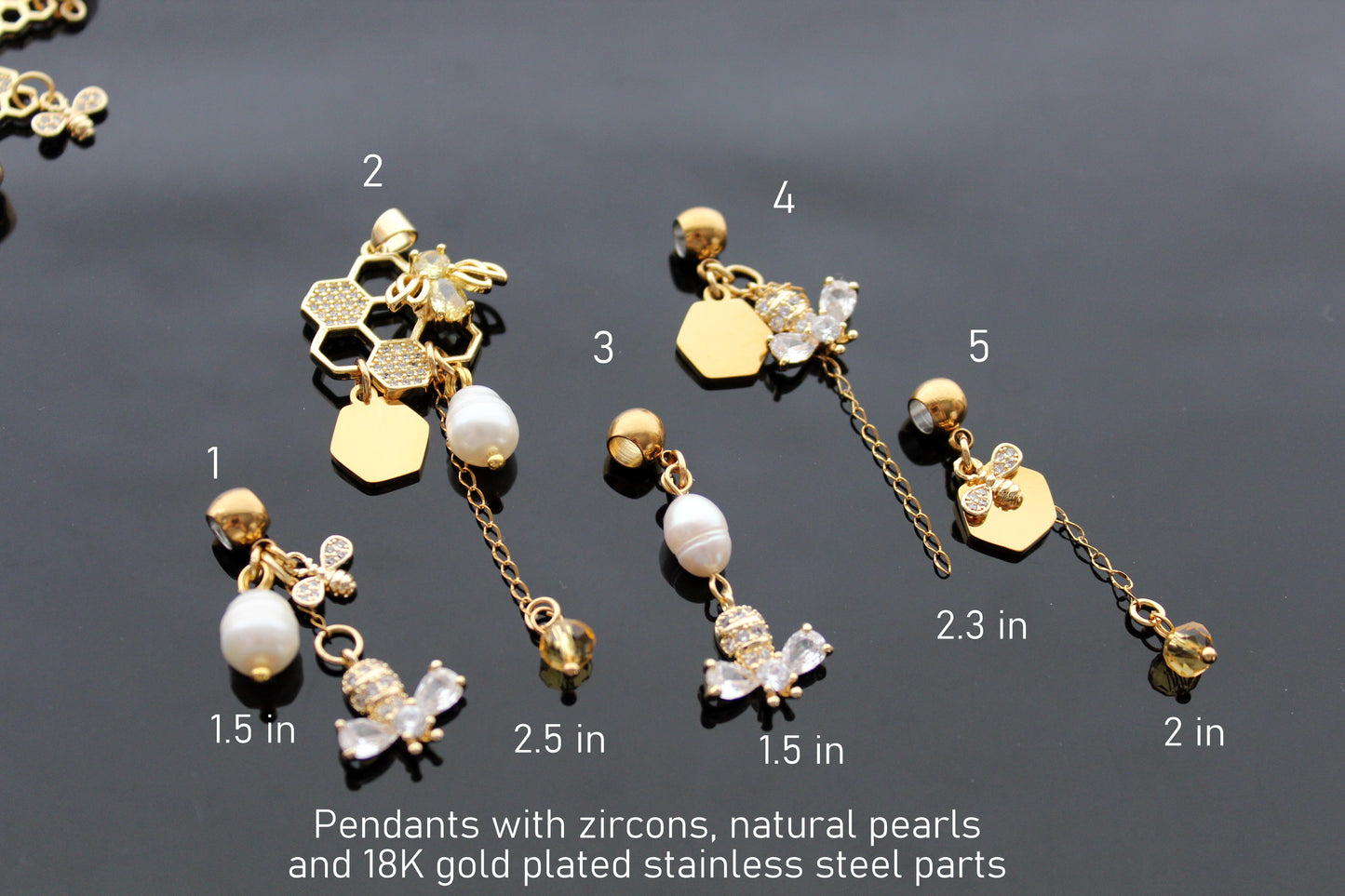 Gold plated bee charm for jewelry making