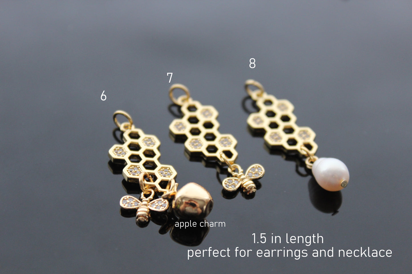 Gold plated bee charm for jewelry making