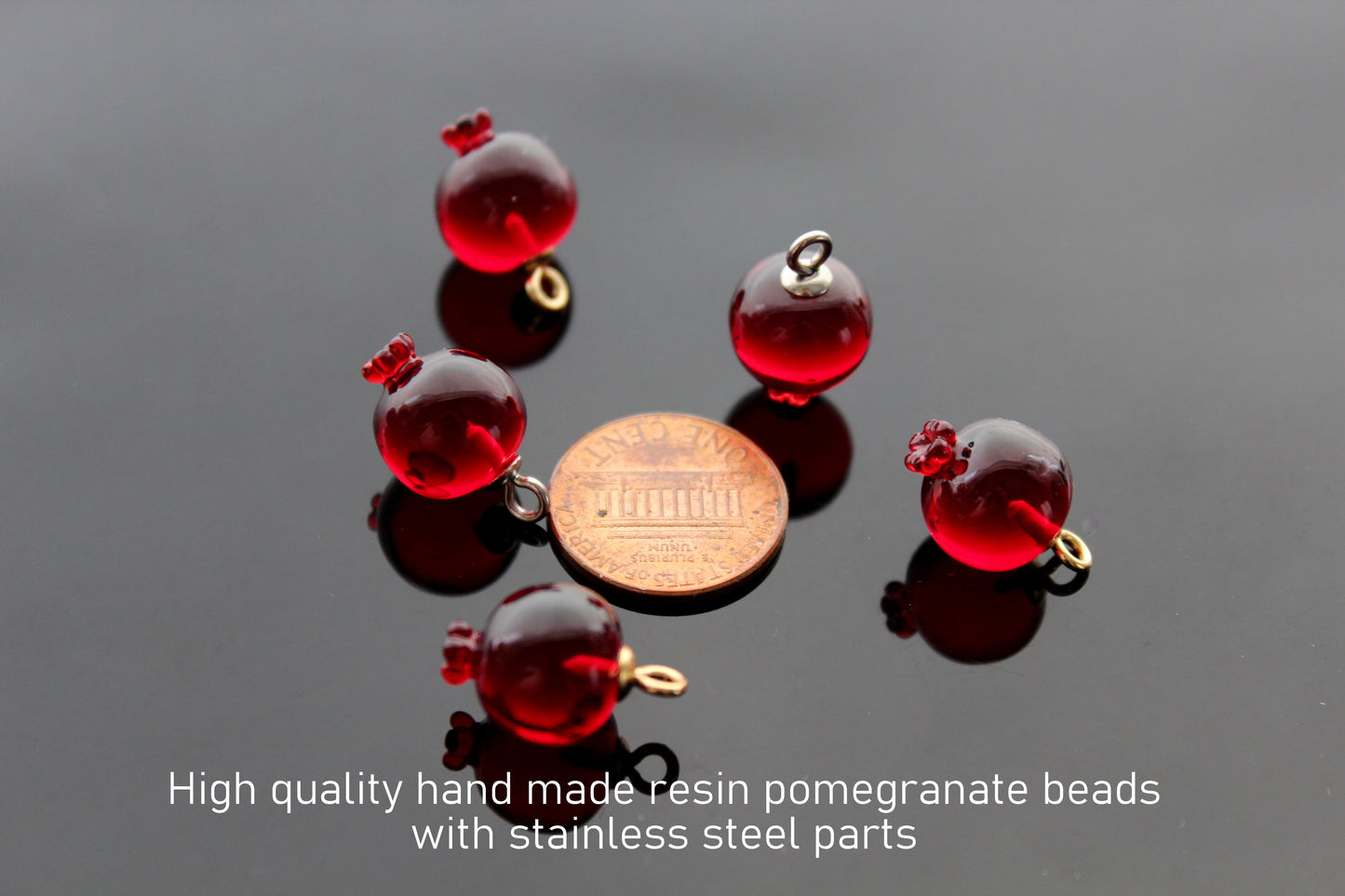 Bulk Dark red resin pomegranate  charms for jewelry making