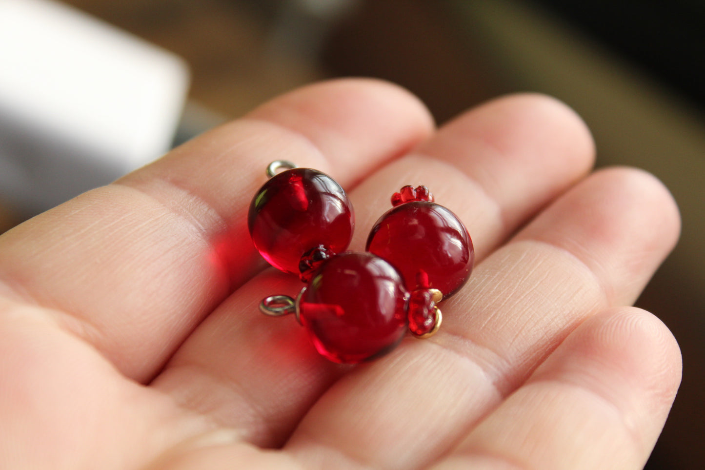 Bulk Dark red resin pomegranate  charms for jewelry making