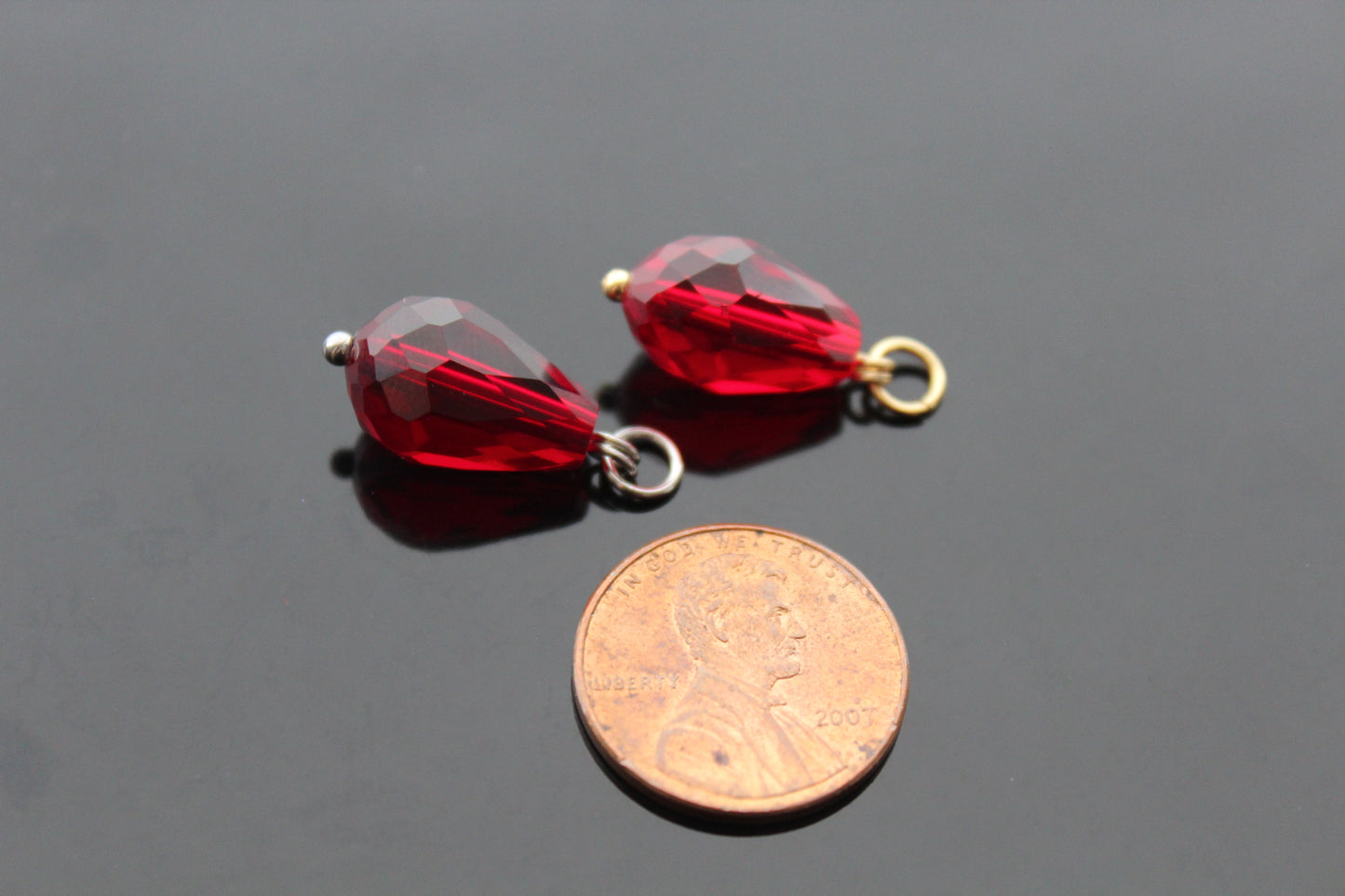 Set of 3, 5, 10, 20  faceted glass drop  shape beads