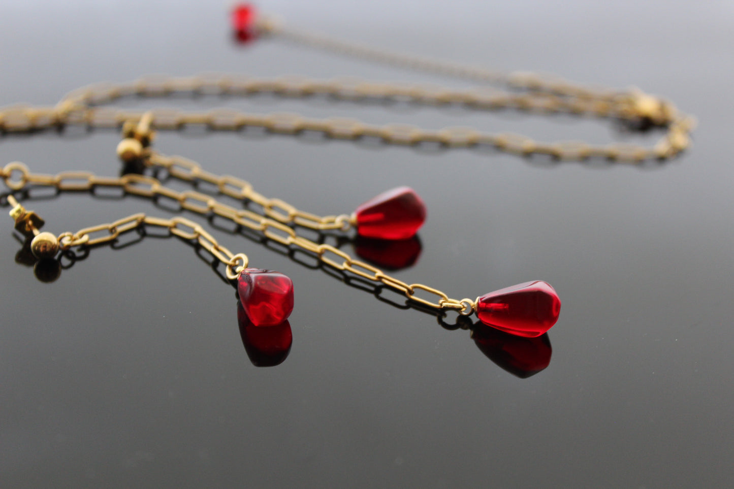 14K gold plated stainless steel handmade  non tarnish pomegranate seeds jewelry set