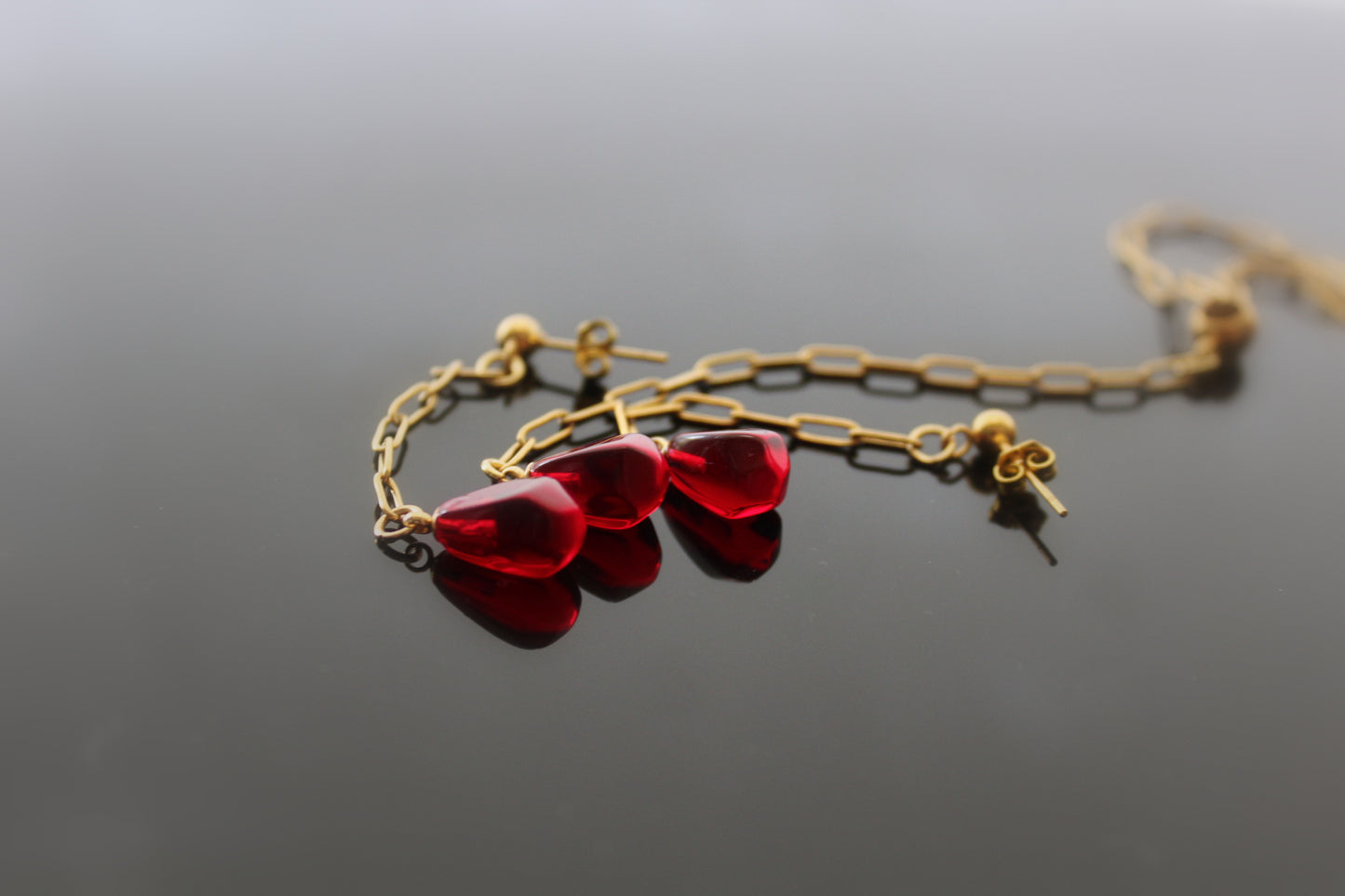 14K gold plated stainless steel handmade  non tarnish pomegranate seeds jewelry set
