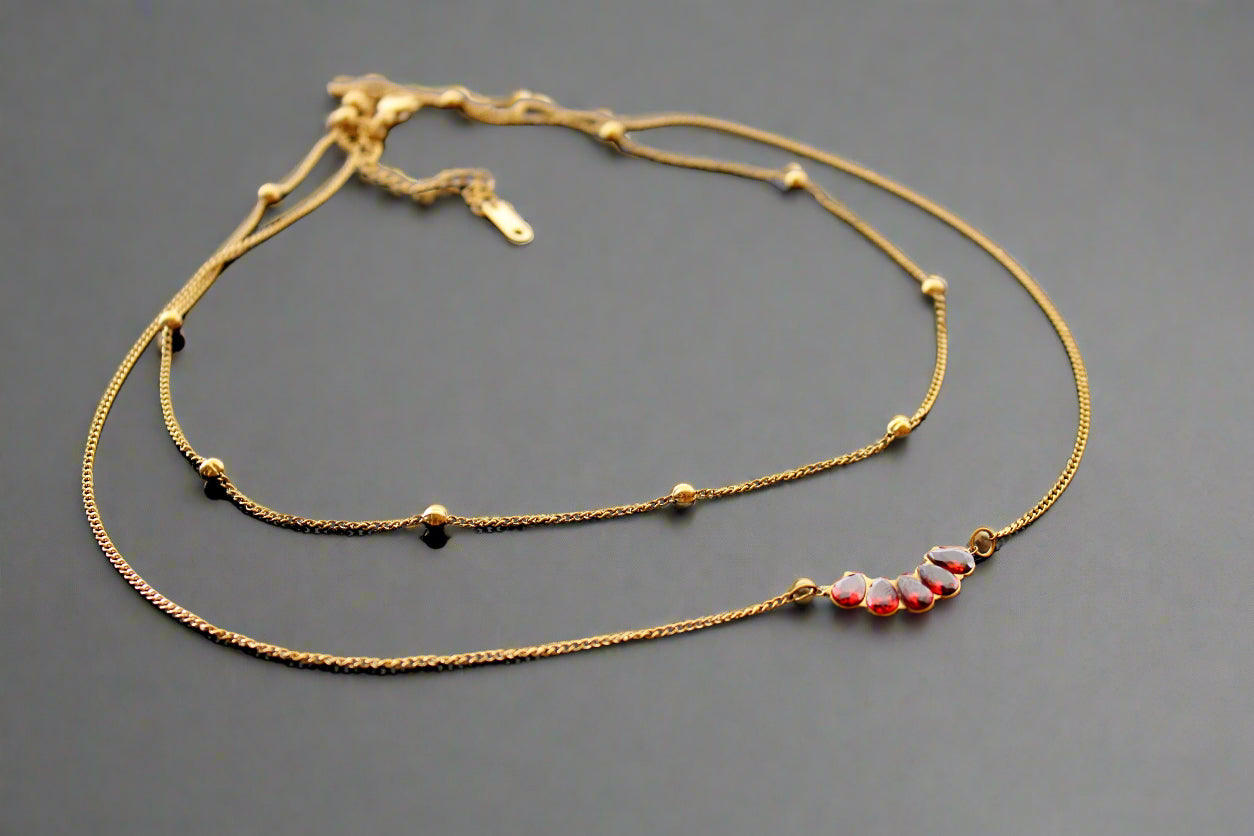 Natural Garnet Layered Necklace