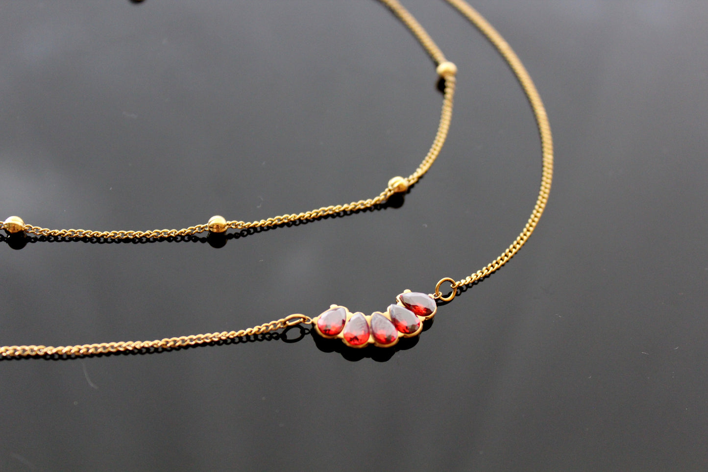 Natural Garnet Layered Necklace