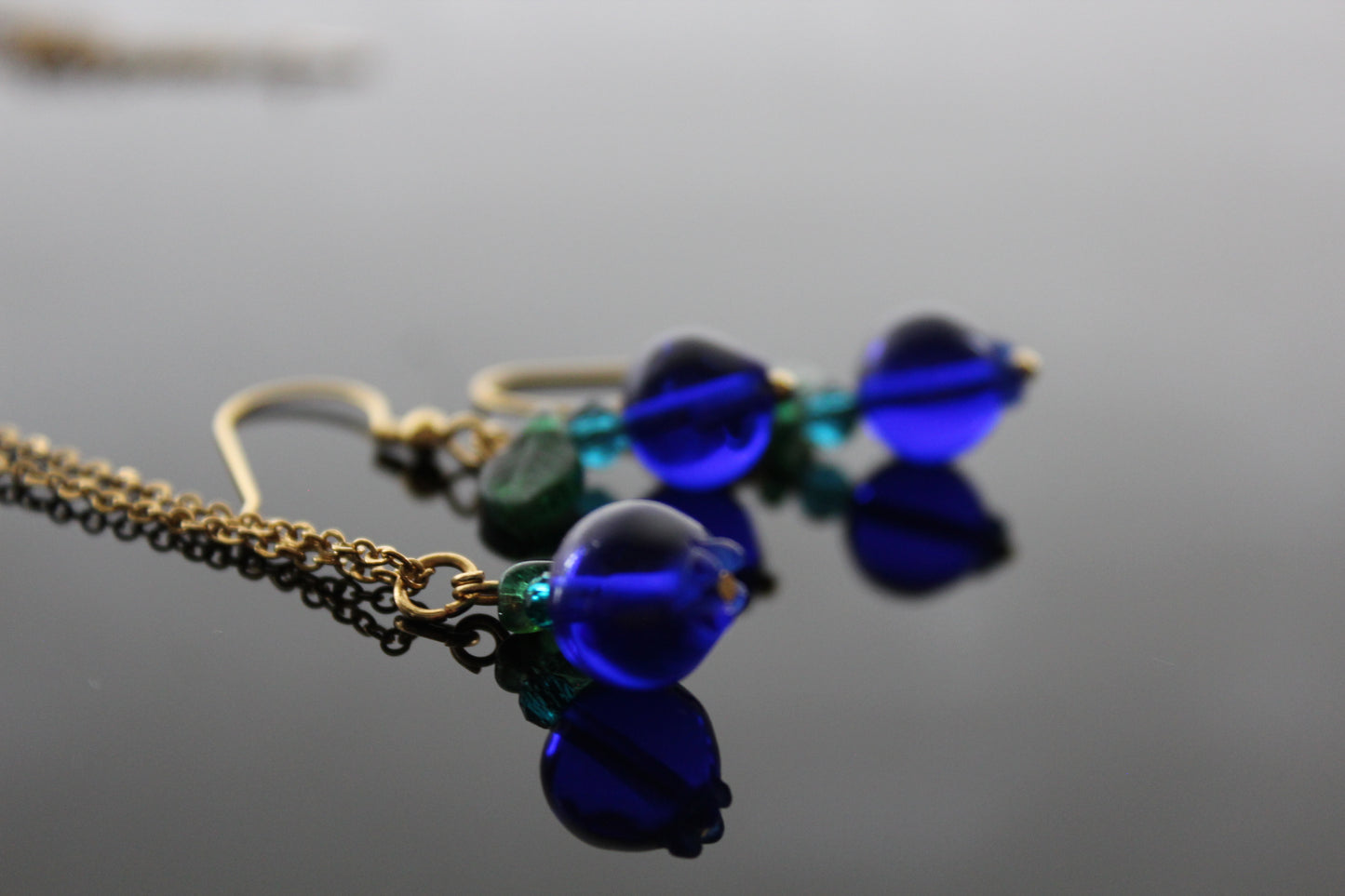 Handmade high quality glass blueberry jewelry set with stainless steel parts