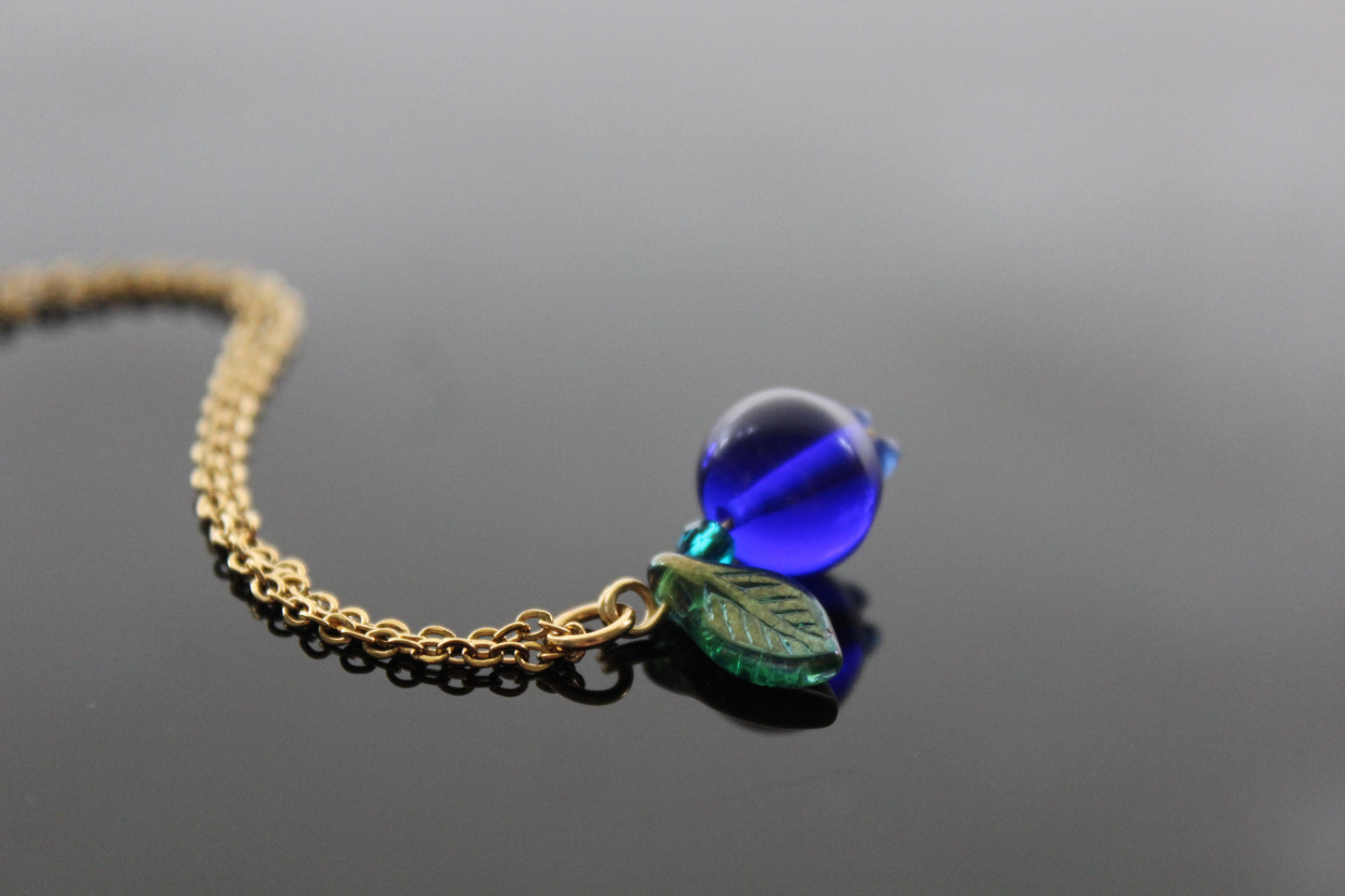 Handmade high quality glass blueberry jewelry set with stainless steel parts