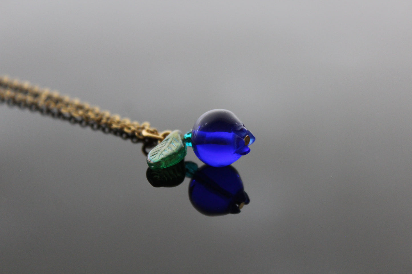 Handmade high quality glass blueberry jewelry set with stainless steel parts