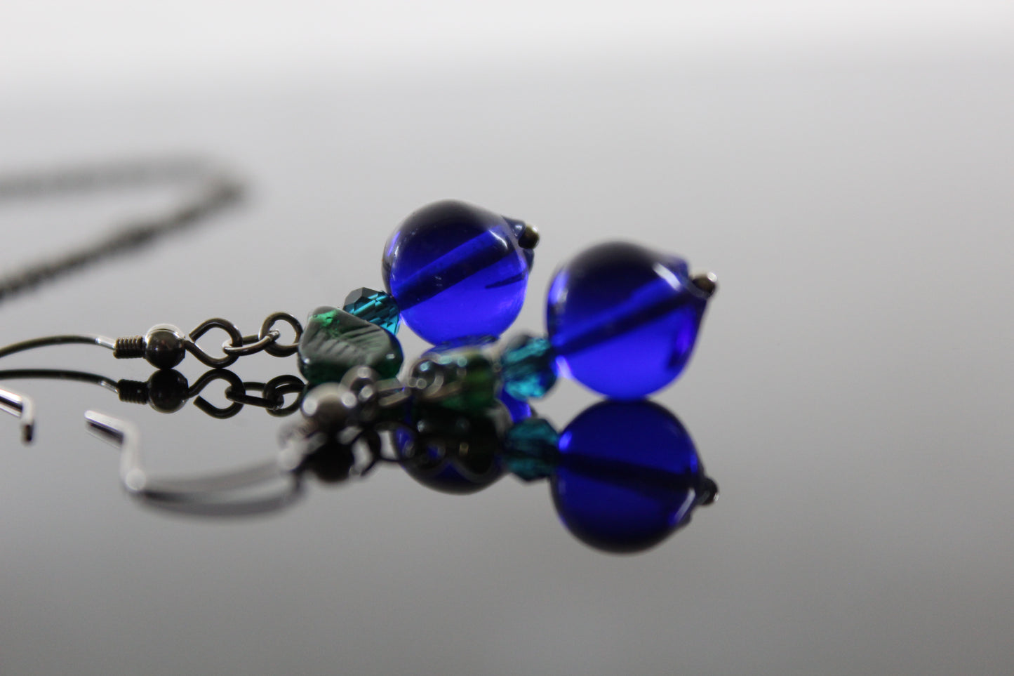 Handmade high quality glass blueberry jewelry set with stainless steel parts